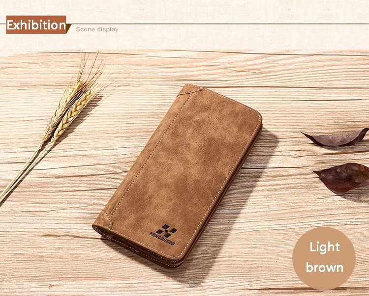 Hot Sale New Men's Leather Wallet ID Card Holder Purse Checkbook Long Clutch Bifold Business Money Bag Man