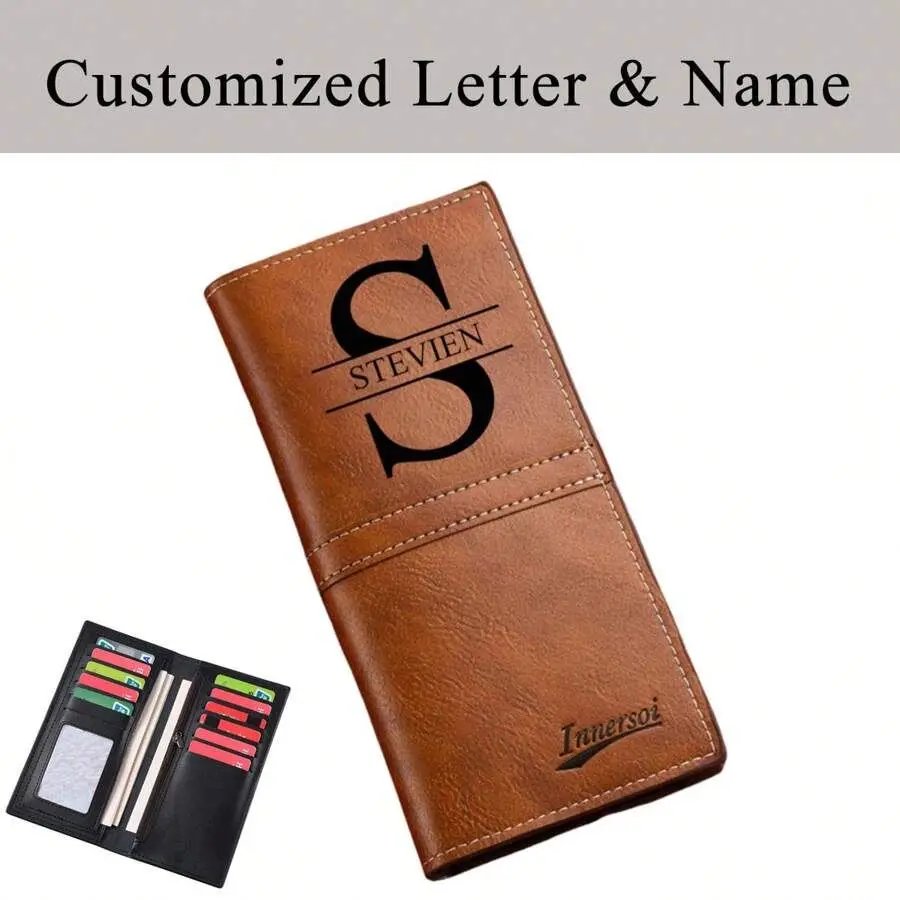 Custom Name Wallet Personalized Men's Long Large Capacity Multi-Card Wallet Personalized Gift for Boyfriend Husband Father's Day