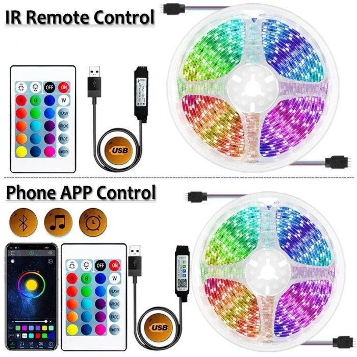 1-30M/100FT USB LED Strip Lights Tuya APP Control Color Changing 5050 RGB TV Backlight Flexible Lamp Tape for Room Decoration - Image 4