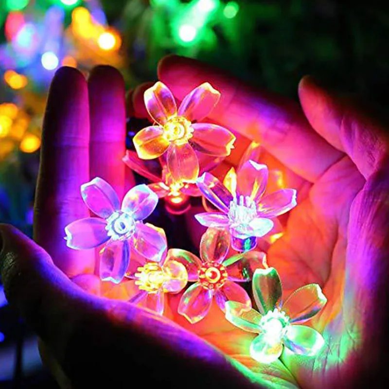 1.5-10m Lights LED String Fairy Lights Crystal Cherry Blossom Flower Garland For Indoor Wedding Festival Christmas Party Decors