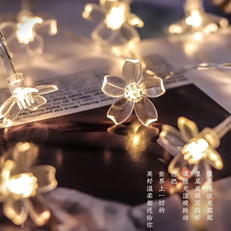 1.5-10m Lights LED String Fairy Lights Crystal Cherry Blossom Flower Garland For Indoor Wedding Festival Christmas Party Decors