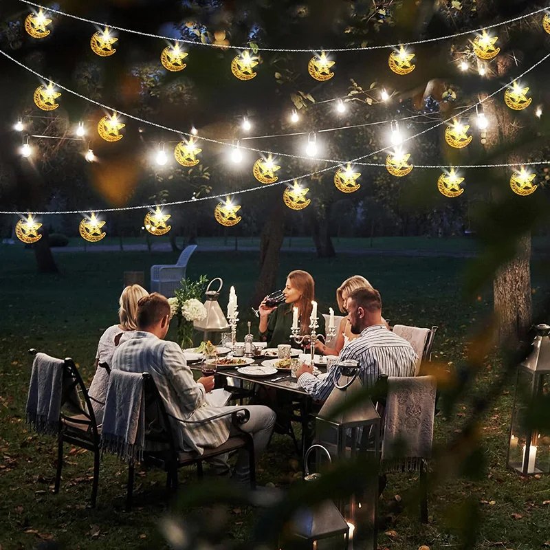 1-10M Led String Lights moon star lamp Eid Moon Star decoration Hanging String light luminous Star Moon ramadan home decoration