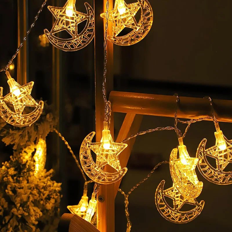 1-10M Led String Lights moon star lamp Eid Moon Star decoration Hanging String light luminous Star Moon ramadan home decoration