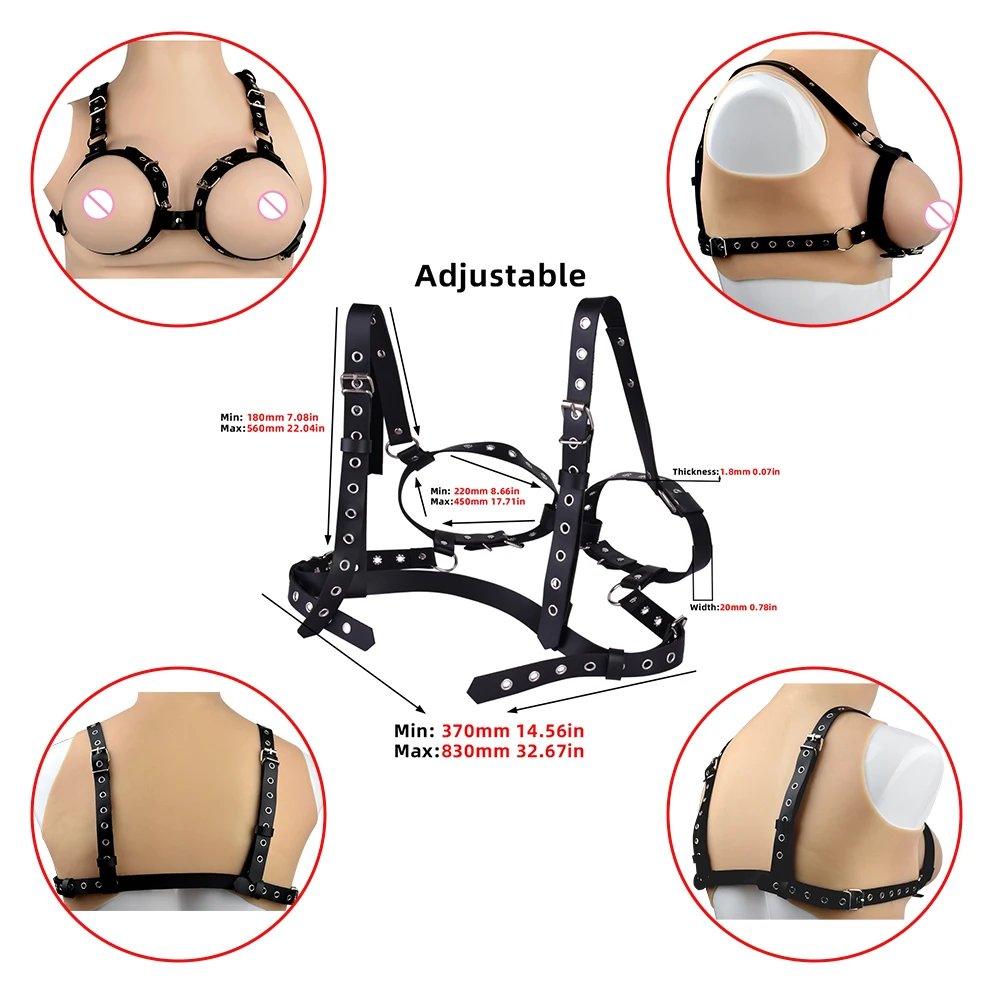 QKKQ Black Leather Strap On Belt Sex Toys Chest Bind For Women Pleasure Breast Bondage BDSM Sexy Products Adult Play Accessories