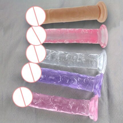 Manual Simulation Soft Dildo in Multi-color - Suction Cup Dildo for Women