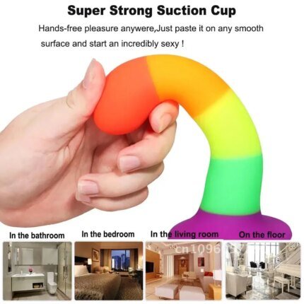 Rainbow 7inch Color Vividly Shape Simulated Silicone Dildo Realistic Fake Tool Vibrator Smooth Vaginal Sexy Toy Penis Sex Manual