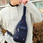 Unisex Canvas Leisure Sports Small Backpack Oxford Cloth One-shoulder Messenger Bag Chest Bag - Image 2