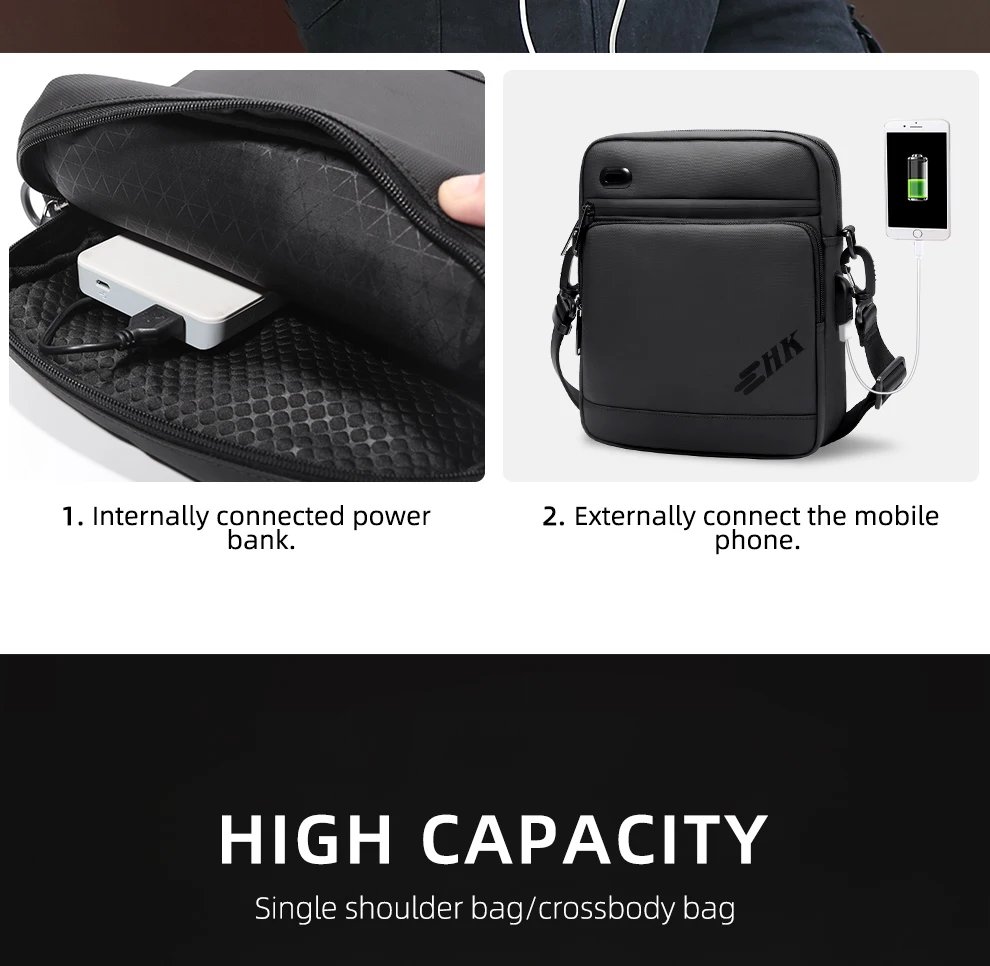 Heroic Knight Men Handbag High Quality Shoulder Bag Waterproof USB Oxford Crossbody Bag Casual Anti-theft Shoulder Sling Bag Heroic Knight Men Handbag High Quality Shoulder Bag Waterproof USB Oxford Crossbody Bag Casual Anti-theft Shoulder Sling Bag