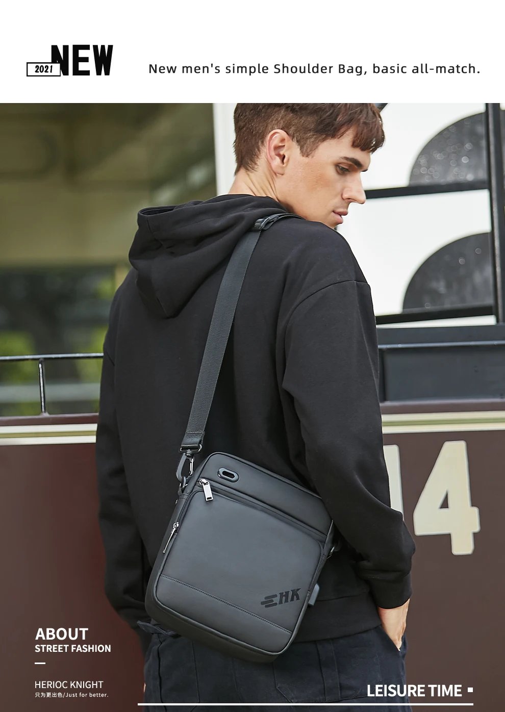 Heroic Knight Men Handbag High Quality Shoulder Bag Waterproof USB Oxford Crossbody Bag Casual Anti-theft Shoulder Sling Bag Heroic Knight Men Handbag High Quality Shoulder Bag Waterproof USB Oxford Crossbody Bag Casual Anti-theft Shoulder Sling Bag