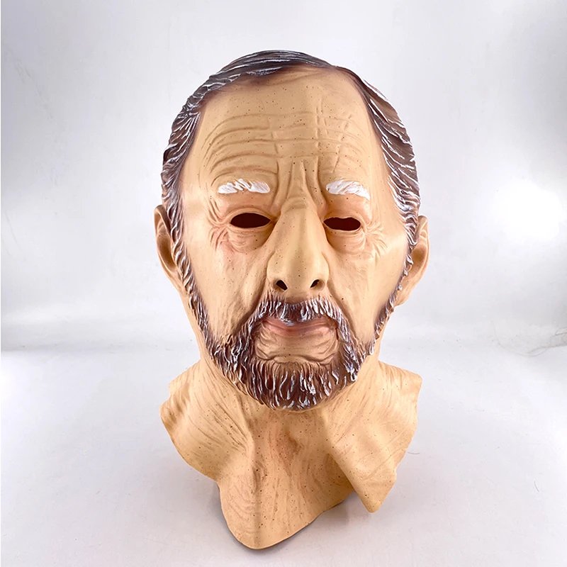 Halloween Realistic Old Man Latex Masks Bald Man Latex Mask Supersoft Horror Wrinkle Face Headgear Cosplay Costume Mask