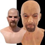 Halloween Realistic Old Man Latex Masks Bald Man Latex Mask Supersoft Horror Wrinkle Face Headgear Cosplay Costume Mask