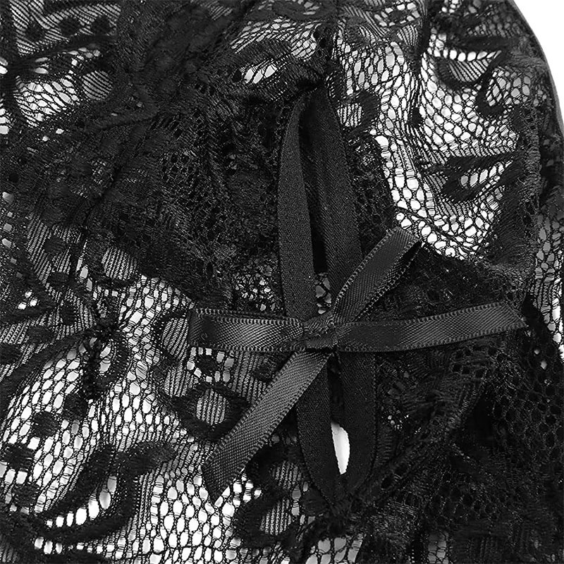Sexy Open Crotch Lingerie Women Plus Size Bodysuit Erotic Costumes Mesh Lace Teddy Baby Doll Maid Dress Cosplay Lolita Uniform
