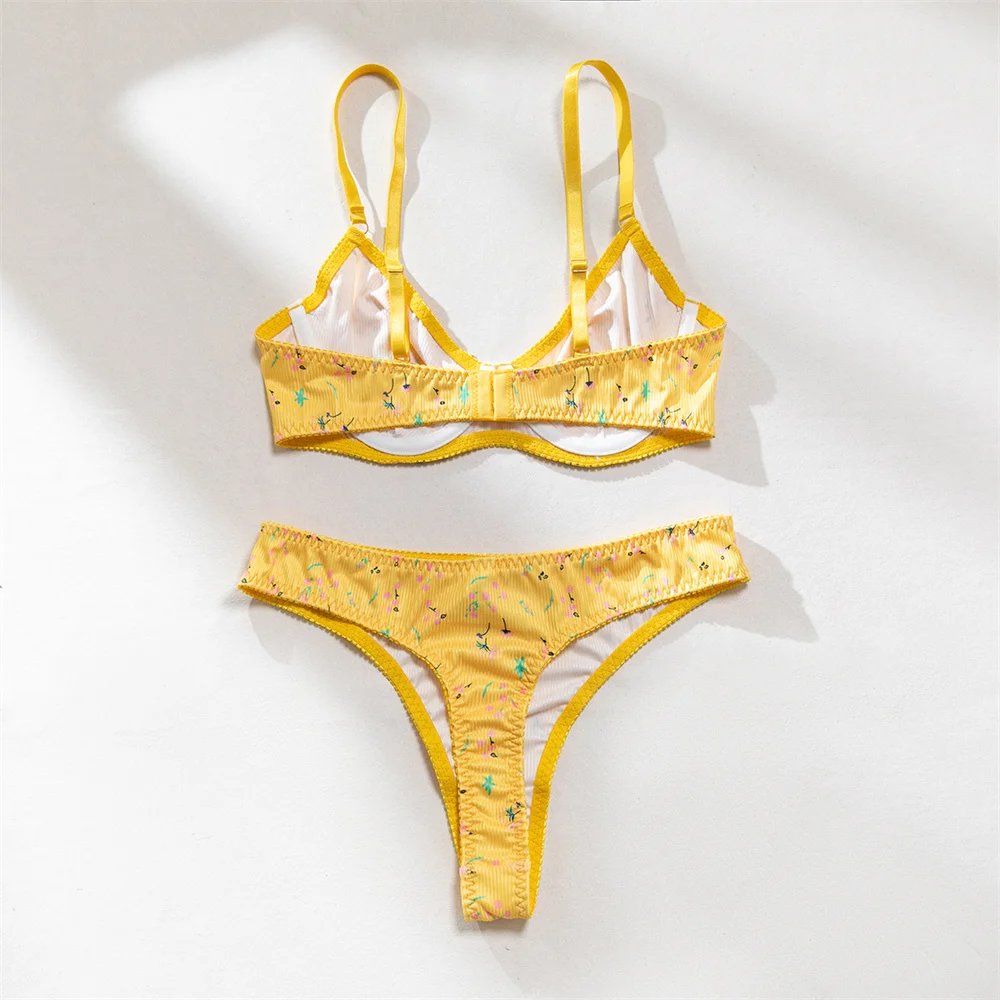 Fashion Flower Printing Lingerie 2 Pcs Sets Comfortable Intimate Bras And Panties Outfits Romantic Erotic Set 2025 Summer New Fashion Flower Printing Lingerie 2 Pcs Sets Comfortable Intimate Bras And Panties Outfits Romantic Erotic Set 2025 Summer New
