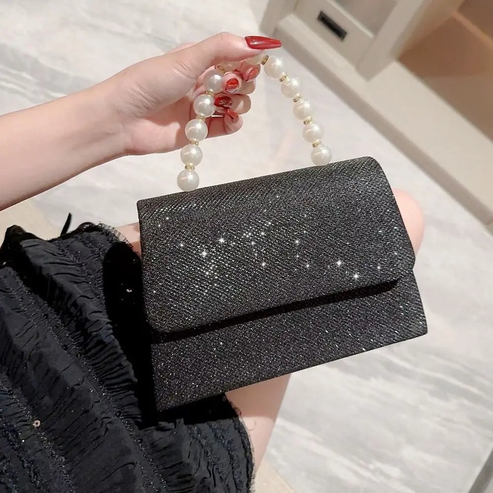 Pearl Chain Shoulder Bags Luxury Purse Gold Bright Silk Evening Bag Women Elegant Fashion Banquet Clutch Female Handbag Pearl Chain Shoulder Bags Luxury Purse Gold Bright Silk Evening Bag Women Elegant Fashion Banquet Clutch Female Handbag