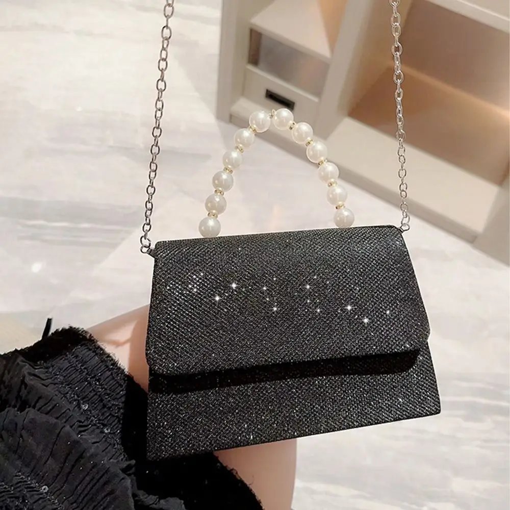Pearl Chain Shoulder Bags Luxury Purse Gold Bright Silk Evening Bag Women Elegant Fashion Banquet Clutch Female Handbag Pearl Chain Shoulder Bags Luxury Purse Gold Bright Silk Evening Bag Women Elegant Fashion Banquet Clutch Female Handbag