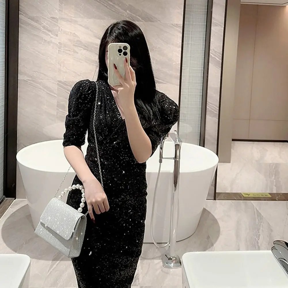Pearl Chain Shoulder Bags Luxury Purse Gold Bright Silk Evening Bag Women Elegant Fashion Banquet Clutch Female Handbag Pearl Chain Shoulder Bags Luxury Purse Gold Bright Silk Evening Bag Women Elegant Fashion Banquet Clutch Female Handbag