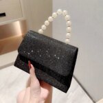 Pearl Chain Shoulder Bags Luxury Purse Gold Bright Silk Evening Bag Women Elegant Fashion Banquet Clutch Female Handbag - Image 6