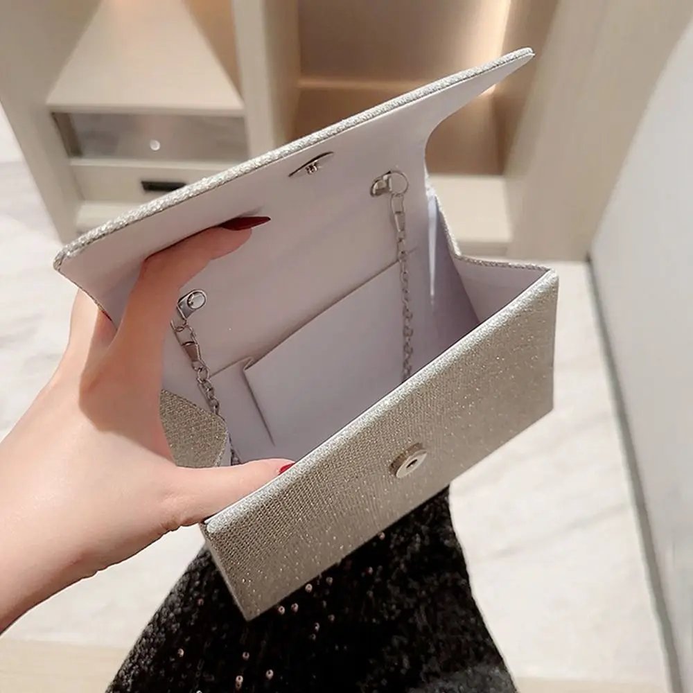 Pearl Chain Shoulder Bags Luxury Purse Gold Bright Silk Evening Bag Women Elegant Fashion Banquet Clutch Female Handbag Pearl Chain Shoulder Bags Luxury Purse Gold Bright Silk Evening Bag Women Elegant Fashion Banquet Clutch Female Handbag