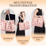 Tote Bag Cute Strawberry Patched Purse for Women Fabric Large Capacity Tote Purse Enduring Tote Bag with Adjustable Shoulder - Image 4