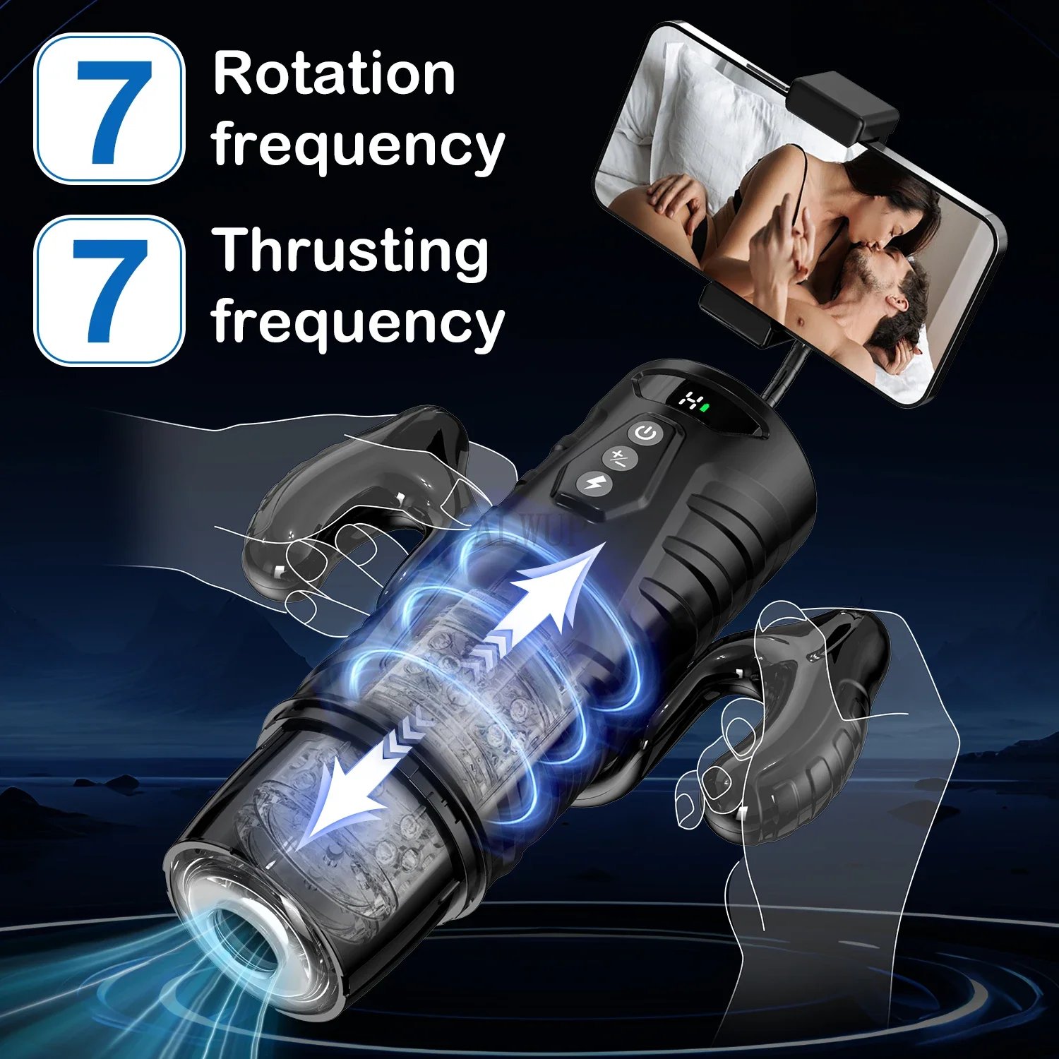 Automatic Telescopic Male Masturbator 7 Thrusting Rotating Modes Pocket Pussy Blowjob Sex Machine Penis Pump Piston Mastubator