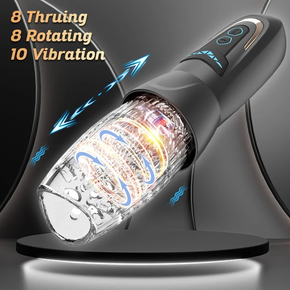 Automatic Telescopic Male Masturbator 7 Thrusting Rotating Modes Pocket Pussy Blowjob Sex Machine Penis Pump Piston Mastubator