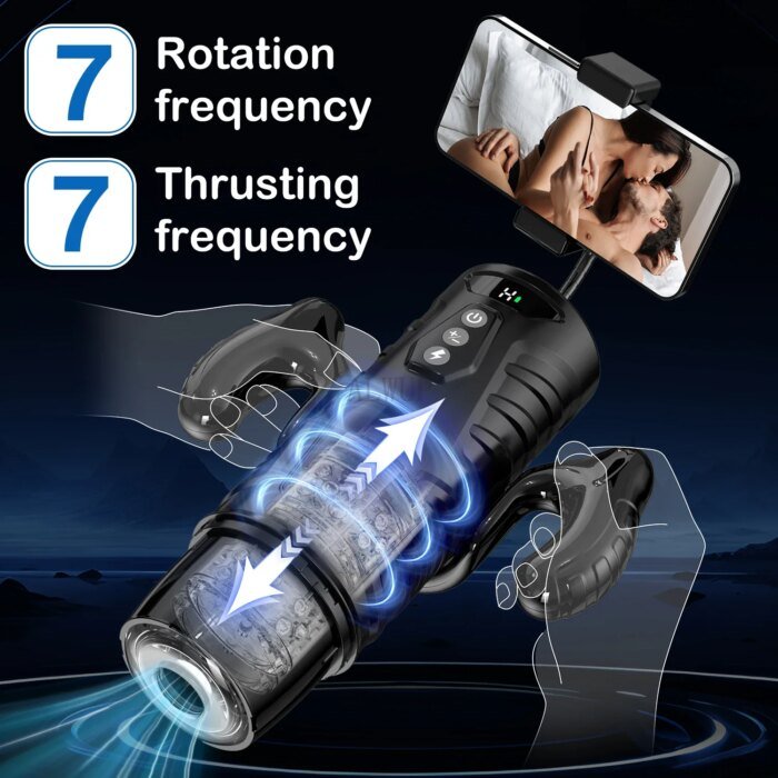 Automatic Telescopic Male Masturbator 7 Thrusting Rotating Modes Pocket Pussy Blowjob Sex Machine Penis Pump Piston Mastubator - Image 2