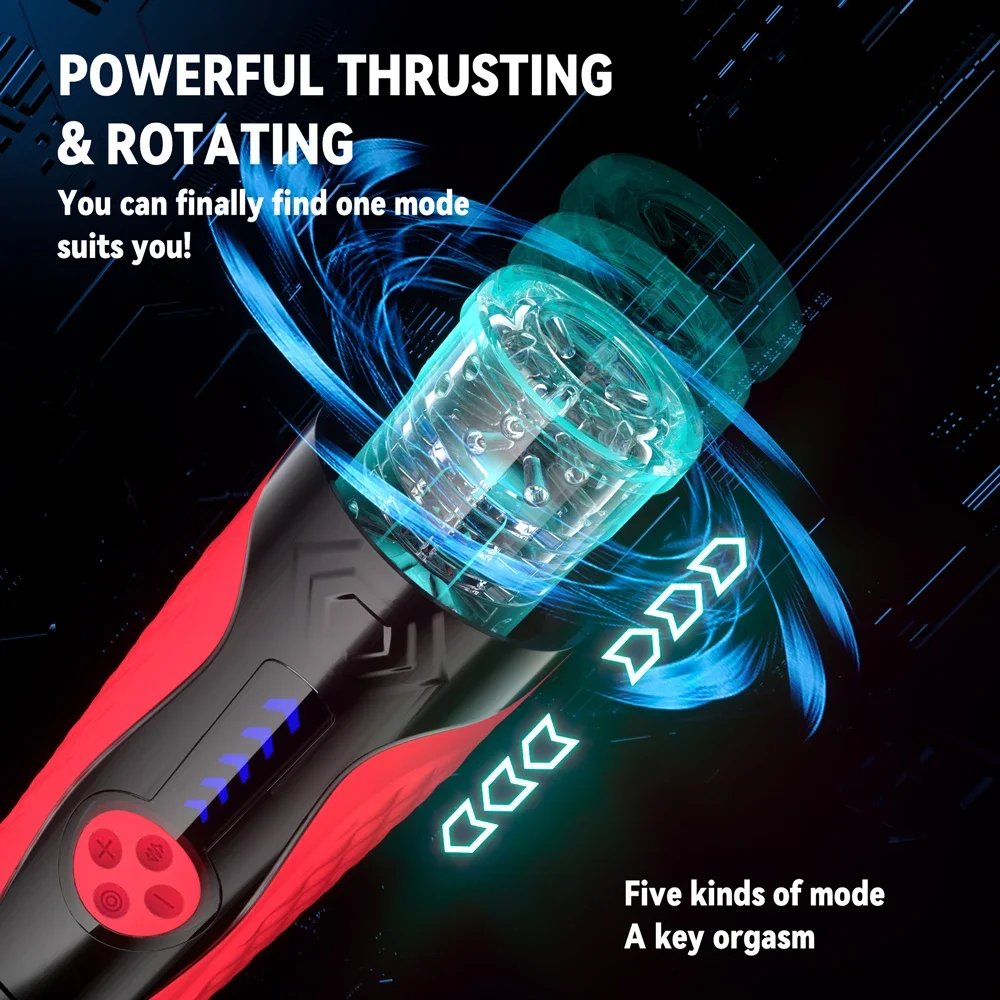 Automatic Telescopic Male Masturbator 7 Thrusting Rotating Modes Pocket Pussy Blowjob Sex Machine Penis Pump Piston Mastubator