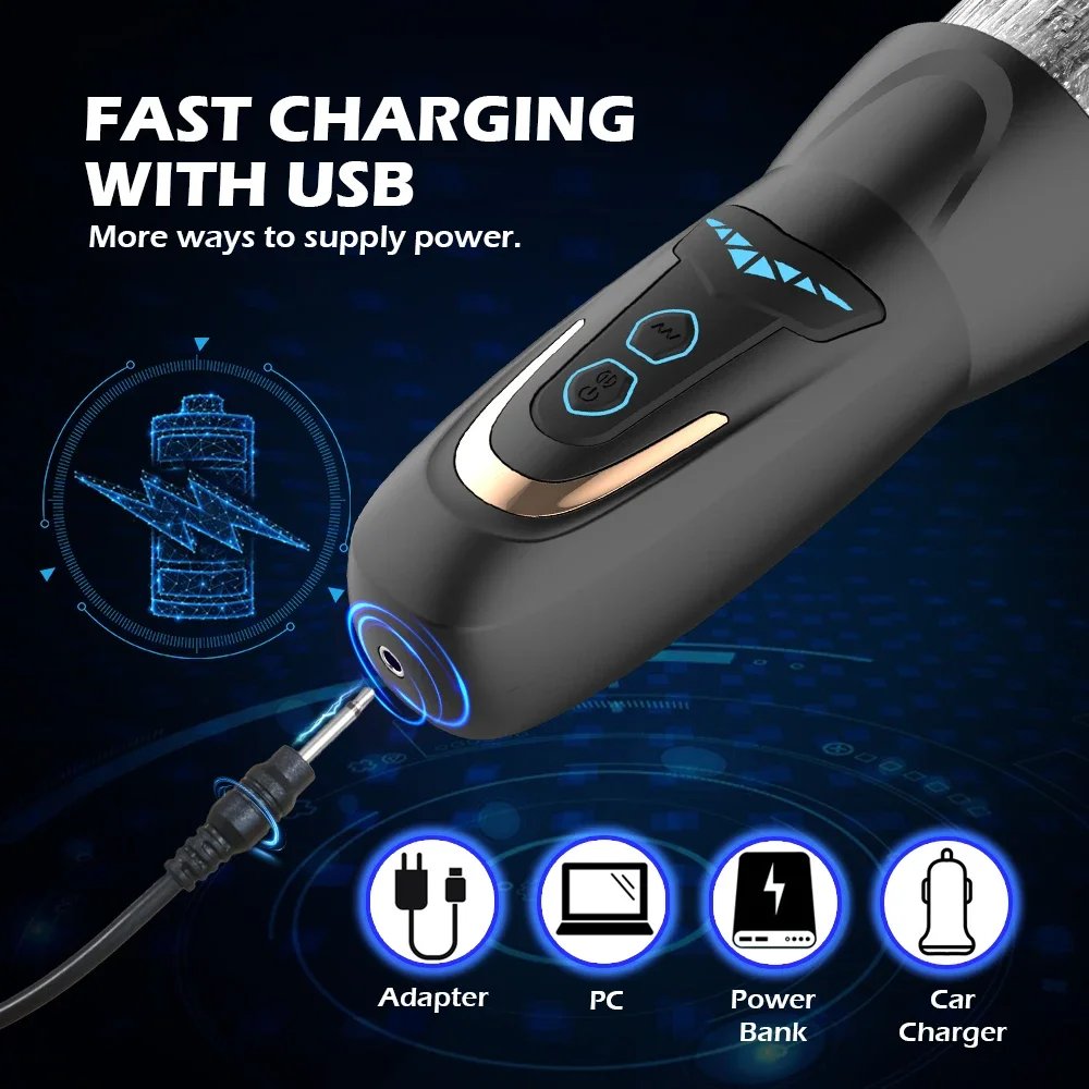 Automatic Telescopic Male Masturbator 7 Thrusting Rotating Modes Pocket Pussy Blowjob Sex Machine Penis Pump Piston Mastubator