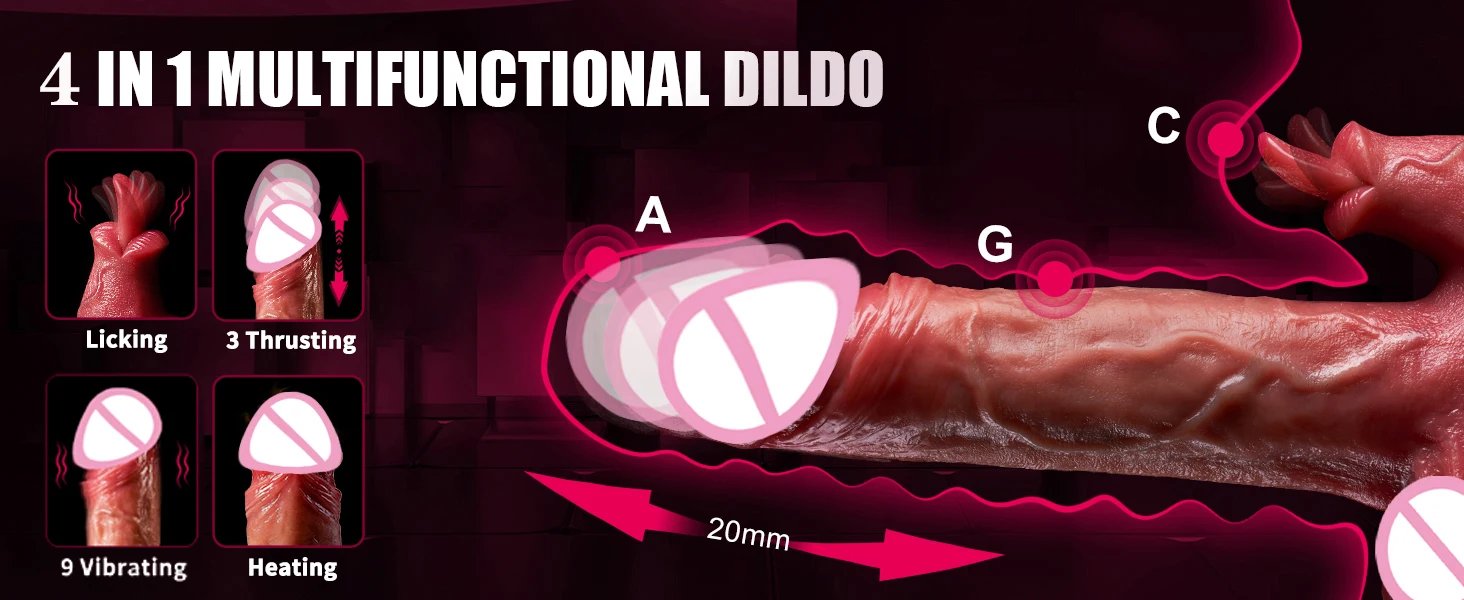4 IN 1 Realistic Thrusting Dildo Women Heating Licking Penis vagina G-Spot Anal Vagina Penetration Sex Toys Vibrator Sex shop 18