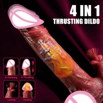 4 IN 1 Realistic Thrusting Dildo Women Heating Licking Penis vagina G-Spot Anal Vagina Penetration Sex Toys Vibrator Sex shop 18