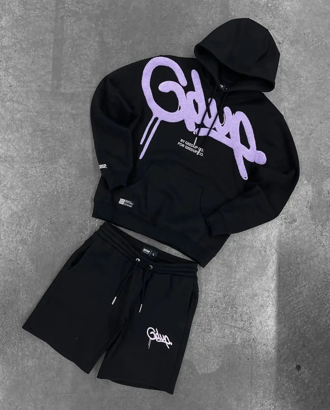 Fitness Outdoor Loose Hoodie Men's and Women's Set Summer Harajuku Y2K Retro Personalized Design Leisure Jogging Street Set