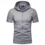 Men's Zipper Hooded ort Sve Cardigan Slim Fit Lightweight Summer Top Busin Casual Sle Hoodie T-irt by Bamboo Brand - Image 3