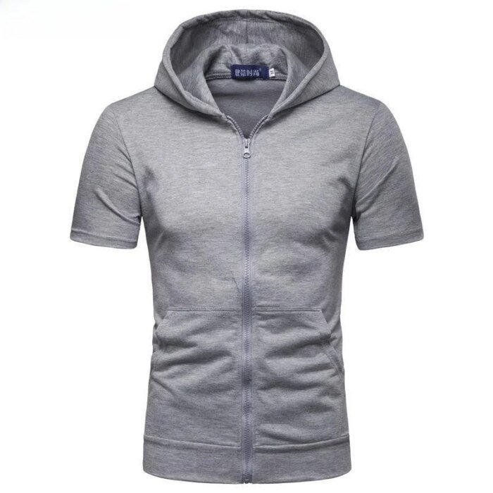 Men's Zipper Hooded ort Sve Cardigan Slim Fit Lightweight Summer Top Busin Casual Sle Hoodie T-irt by Bamboo Brand - Image 3