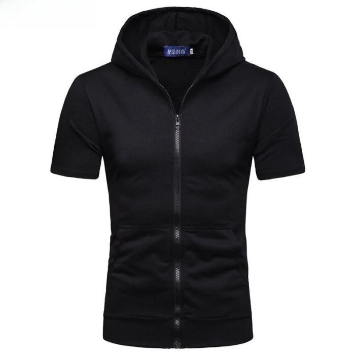 Men's Zipper Hooded ort Sve Cardigan Slim Fit Lightweight Summer Top Busin Casual Sle Hoodie T-irt by Bamboo Brand - Image 1