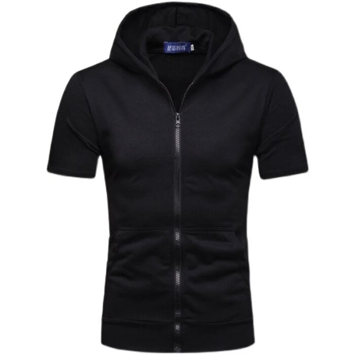 Men's Zipper Hooded ort Sve Cardigan Slim Fit Lightweight Summer Top Busin Casual Sle Hoodie T-irt by Bamboo Brand - Image 5