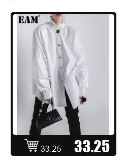 [EAM] Women White Ruffles Big Size Blouse New Stand Collar Sleeveless Loose Fit Shirt Fashion Tide Spring Summer 2025 1DF7975