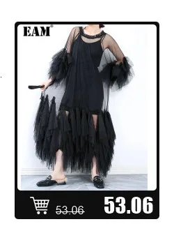 [EAM] Women White Ruffles Big Size Blouse New Stand Collar Sleeveless Loose Fit Shirt Fashion Tide Spring Summer 2025 1DF7975