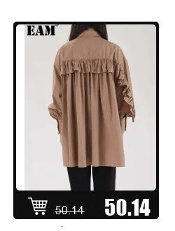 [EAM] Women White Ruffles Big Size Blouse New Stand Collar Sleeveless Loose Fit Shirt Fashion Tide Spring Summer 2025 1DF7975