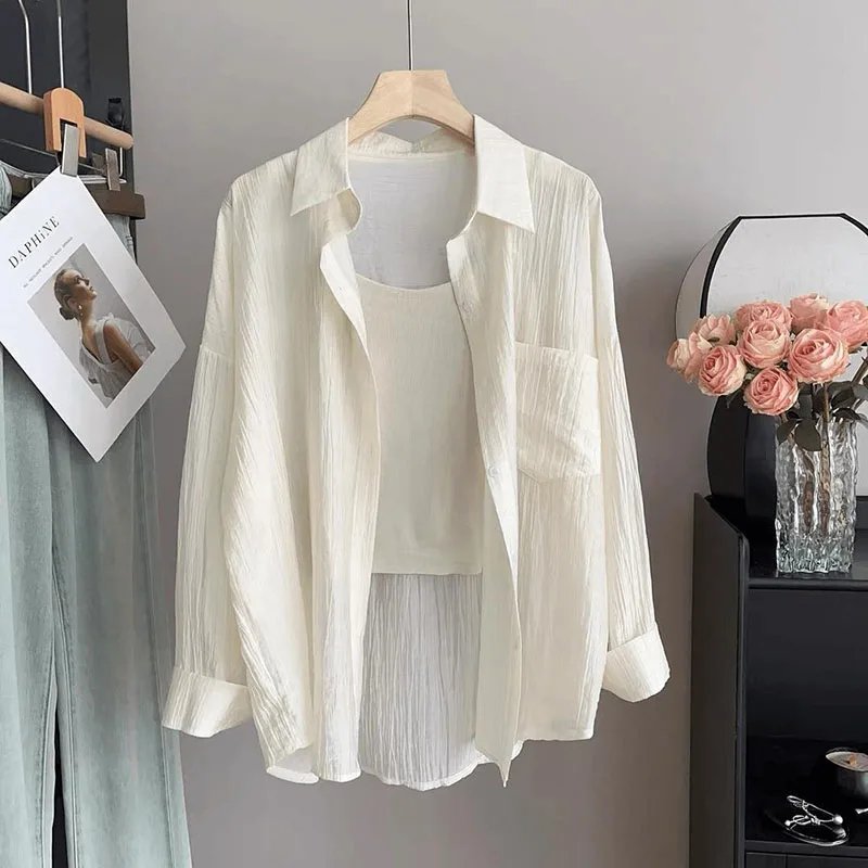 Women's Summer Sun Protection Shirts Casual Loose with Pocket Chiffon Blouses Female Korean Chic Thin Breathable Slimming Shirt Women's Summer Sun Protection Shirts Casual Loose with Pocket Chiffon Blouses Female Korean Chic Thin Breathable Slimming Shirt