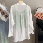 Women's Summer Sun Protection Shirts Casual Loose with Pocket Chiffon Blouses Female Korean Chic Thin Breathable Slimming Shirt - Image 6