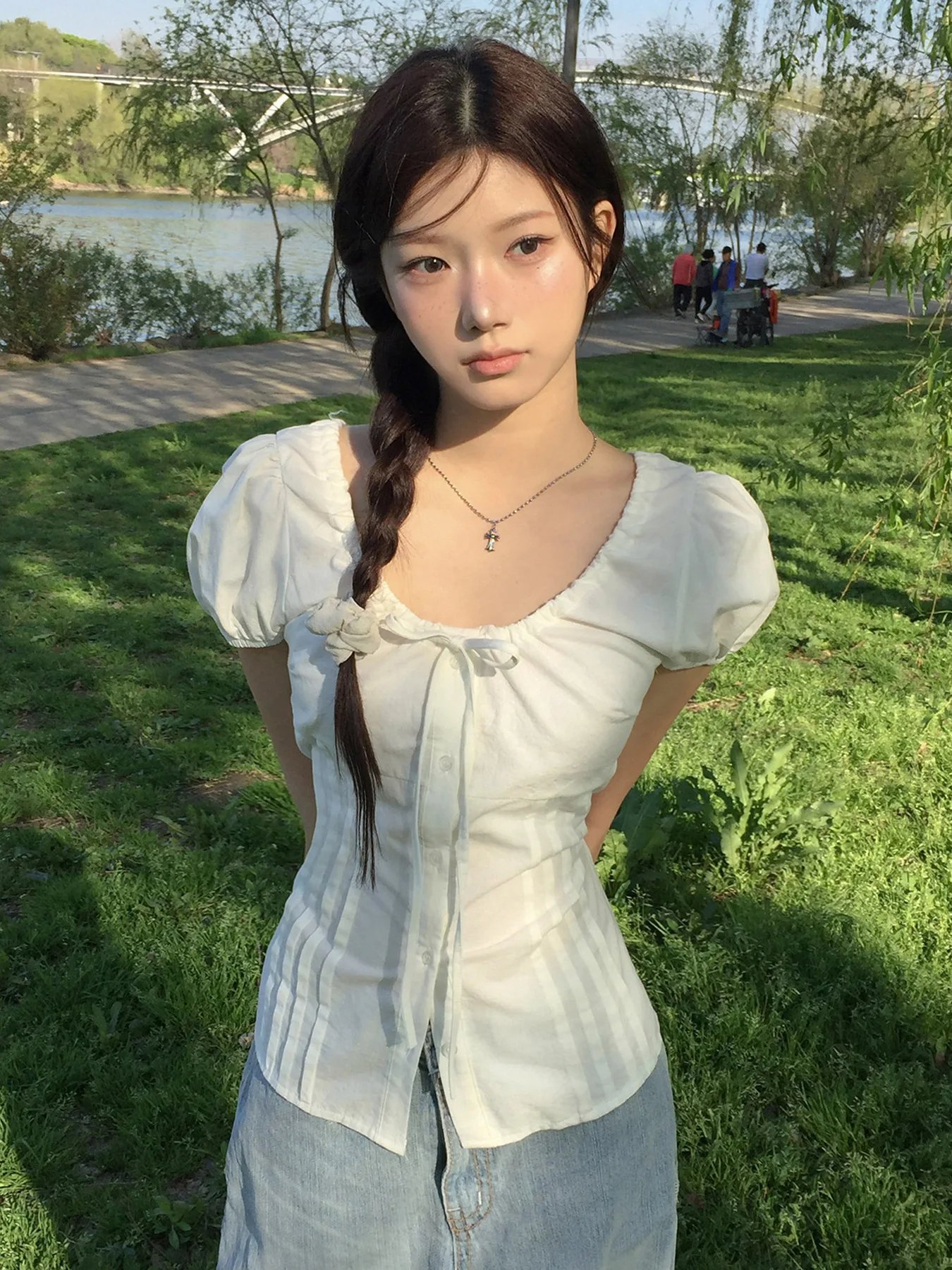 Phantasy Y2k T-shirt Short Sleeve Women's Vintage Slimming Tops O- Neck Shirt Fashion Elegant  Blouse Summer Women's Clothing  ﻿