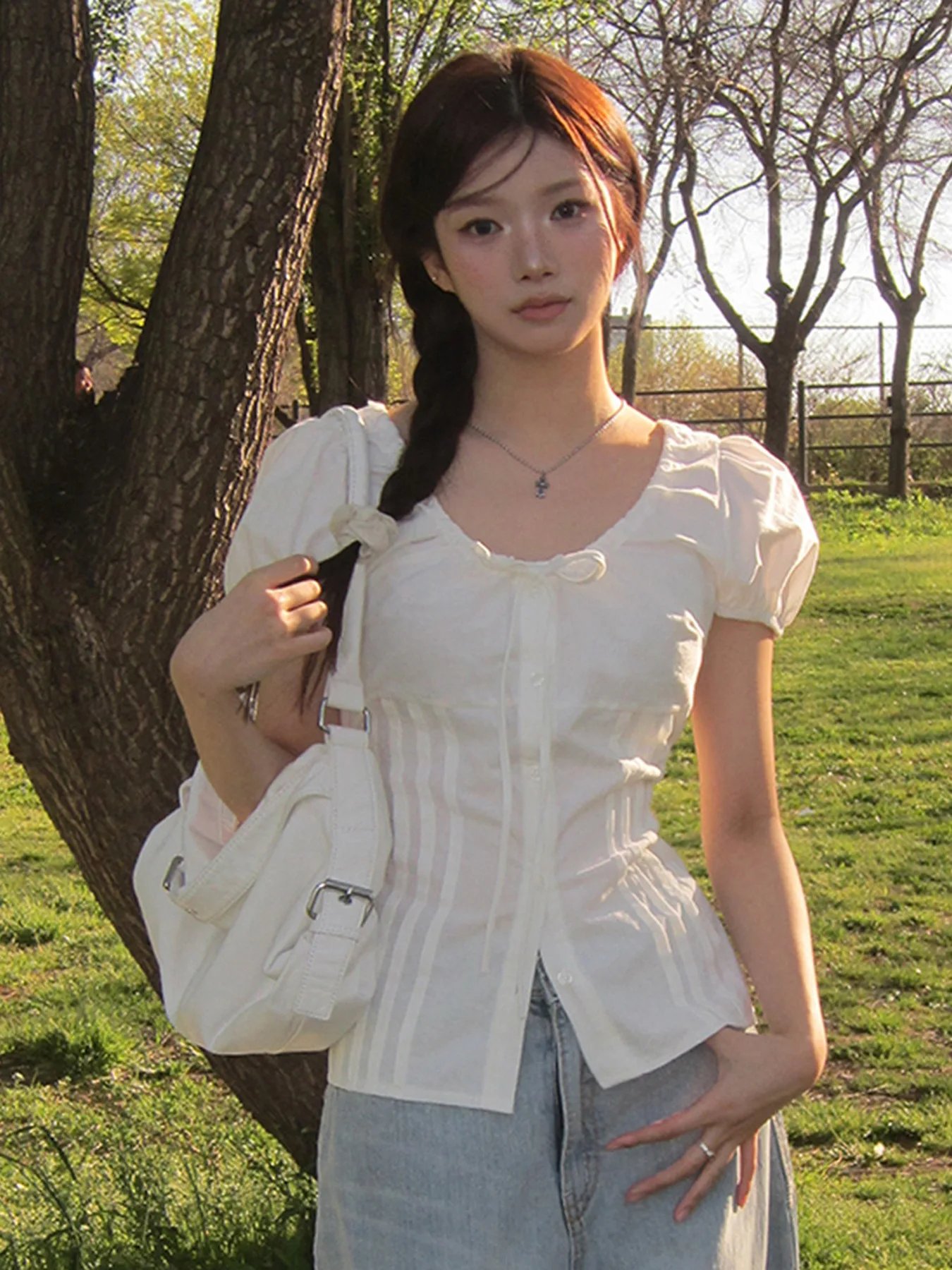 Phantasy Y2k T-shirt Short Sleeve Women's Vintage Slimming Tops O- Neck Shirt Fashion Elegant  Blouse Summer Women's Clothing  ﻿