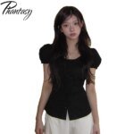 Phantasy Y2k T-shirt Short Sleeve Women's Vintage Slimming Tops O- Neck Shirt Fashion Elegant  Blouse Summer Women's Clothing  ﻿ - Image 5