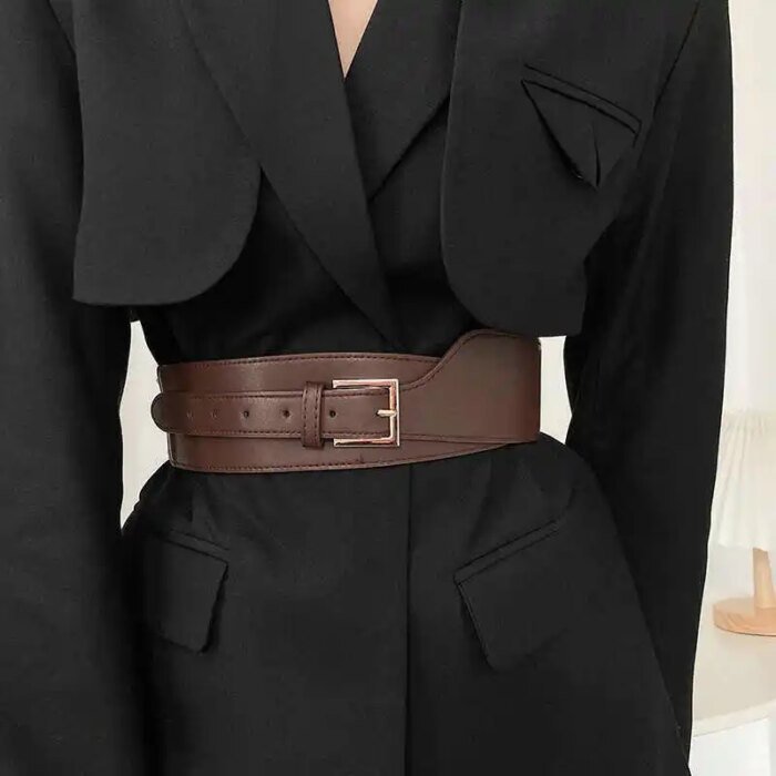 1pcs Belt Women Ins Wind Versatile Korean Version Black Dress Wide Waist Cincher Women Summer Outerwear Fashion Suit Decorative - Image 3