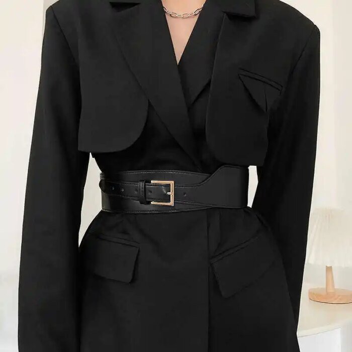 1pcs Belt Women Ins Wind Versatile Korean Version Black Dress Wide Waist Cincher Women Summer Outerwear Fashion Suit Decorative - Image 4