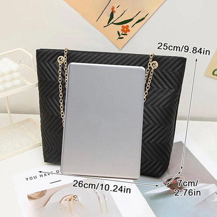 1PC PU Material Women's Shoulder Bag Tote Bag Large Capacity Casual Crossbody Bags - Image 6