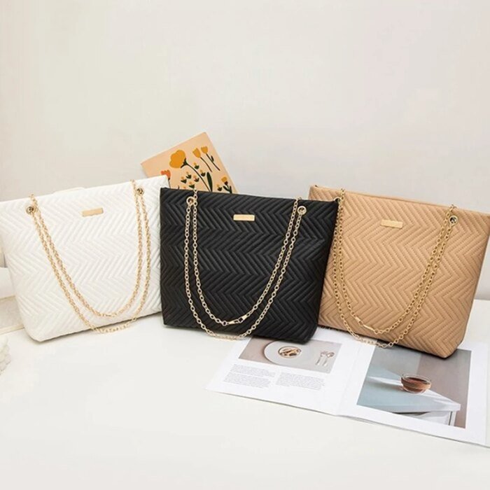 1PC PU Material Women's Shoulder Bag Tote Bag Large Capacity Casual Crossbody Bags - Image 1