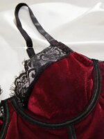 2-Piece Flocked Bra And Panty set For Women, Matching Lace Underwired Bra Set, Hollow Design At The Back Of The Pants, Soft And - Image 4