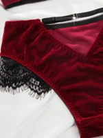 2-Piece Flocked Bra And Panty set For Women, Matching Lace Underwired Bra Set, Hollow Design At The Back Of The Pants, Soft And - Image 6