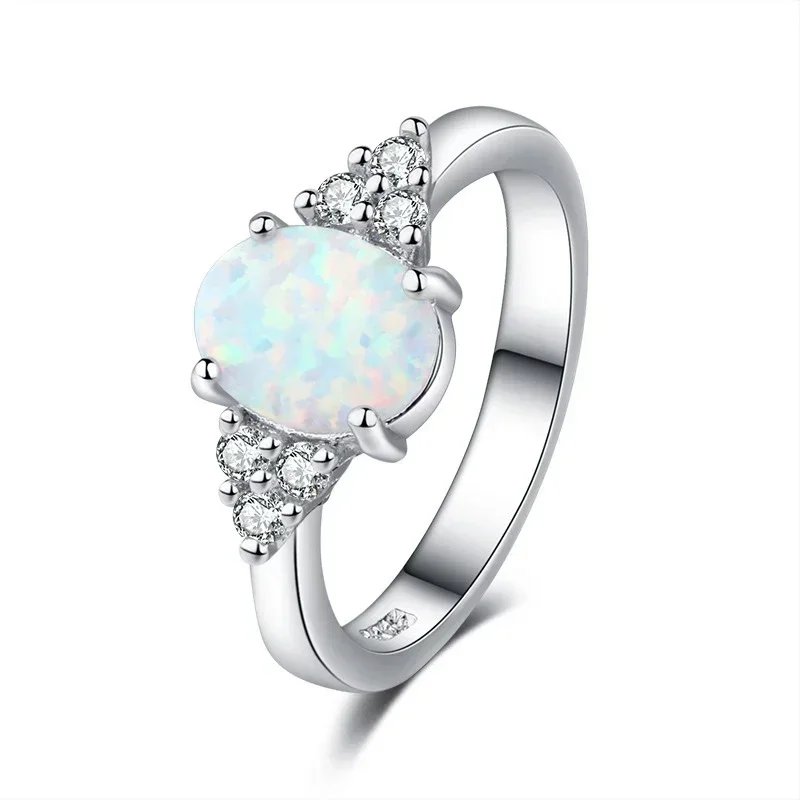 1 PC Cute Female White Opal Stone Ring Classic Silver Color Engagement Jewelry Luxury Crystal Oval Wedding Rings for Women 1 PC Cute Female White Opal Stone Ring Classic Silver Color Engagement Jewelry Luxury Crystal Oval Wedding Rings for Women